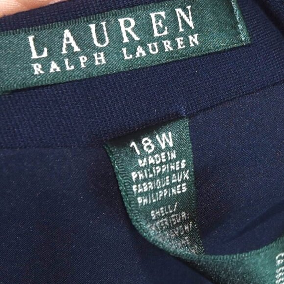 Lauren Ralph Lauren Navy Blue Flared Skirt Size 18W Rayon Blend Preppy Nautical - Picture 6 of 7